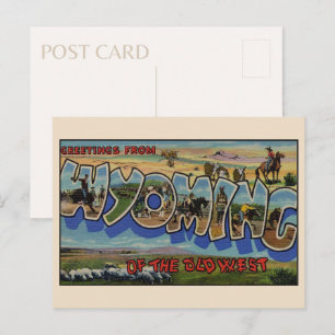 Greetings from Wyoming Large Letter Vintage Postcard