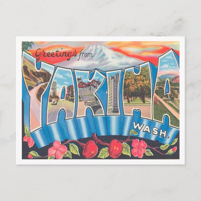 Greetings from Yakima, Washington Vintage Travel Postcard (Front)