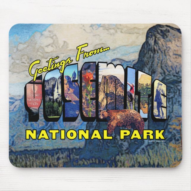Greetings From Yosemite National Park Mouse Mat (Front)