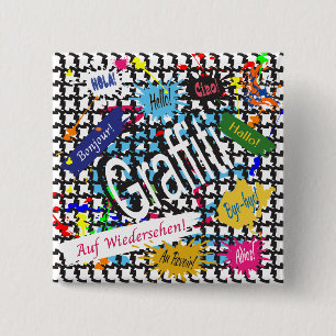 Greetings Graffiti 15 Cm Square Badge