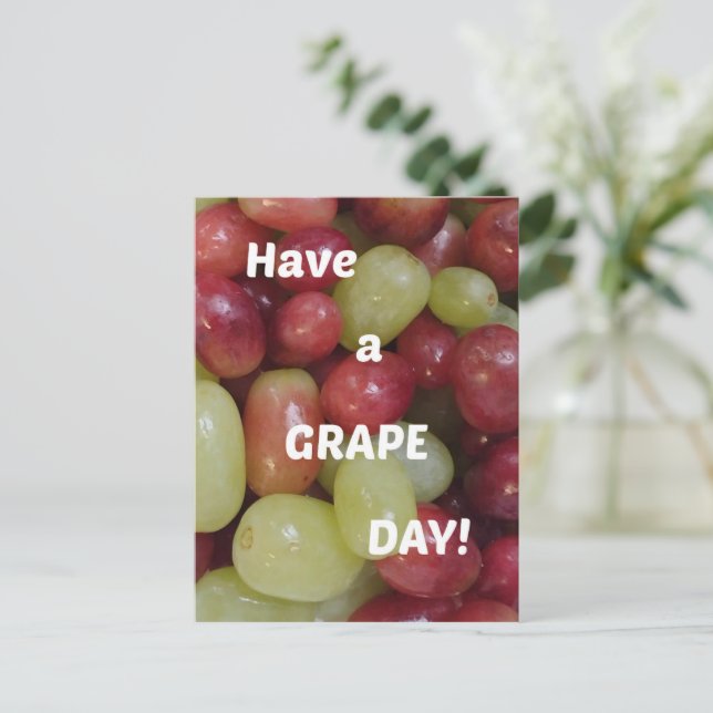 Greetings (Have a Grape Day!) Postcard (Standing Front)