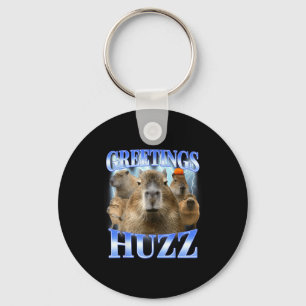 Greetings huzz capybara for gen z gen alpha men key ring