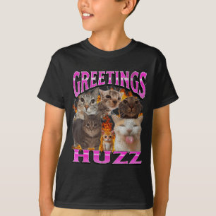 Greetings Huzz Funny Cat Meme Bootleg Graphic Men T-Shirt