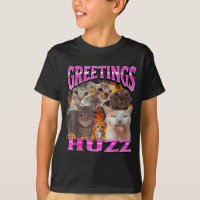 Greetings Huzz Funny Cat Meme Bootleg Graphic Men