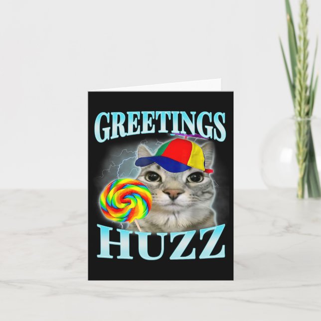 Greetings Huzz Funny Gen Z Gen Alpha Slang Meme  Card (Front)
