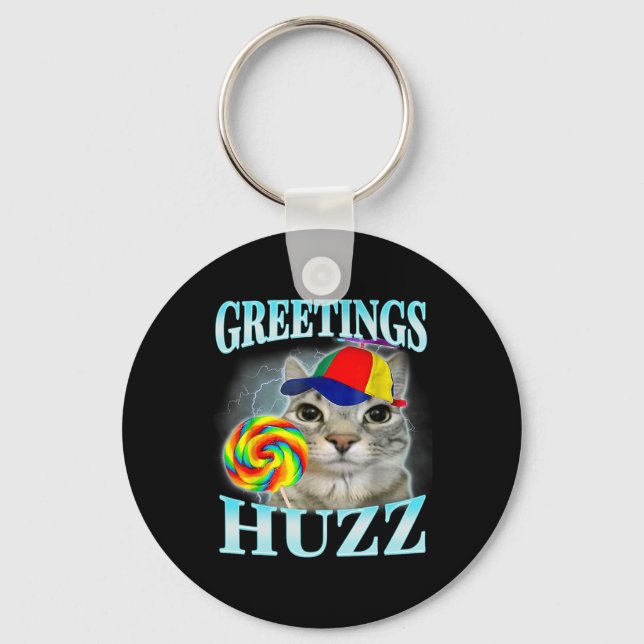 Greetings Huzz Funny Gen Z Gen Alpha Slang Meme  Key Ring (Front)