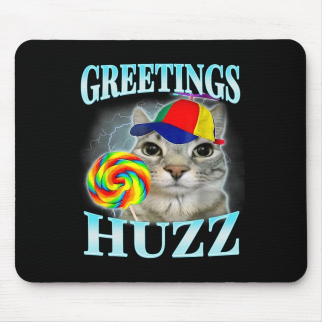 Greetings Huzz Funny Gen Z Gen Alpha Slang Meme  Mouse Mat (Front)