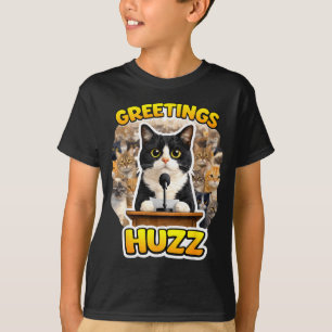 Greetings Huzz Lollip Silly Cat Meme Funny Tuxedo T-Shirt