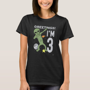 Greetings I'm 3 Space Alien Theme 3rd Birthday Par T-Shirt