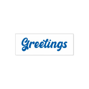Greetings in vintage retro font self-inking stamp