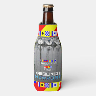 Greetings Newport RI Nautical Flags personalised Bottle Cooler