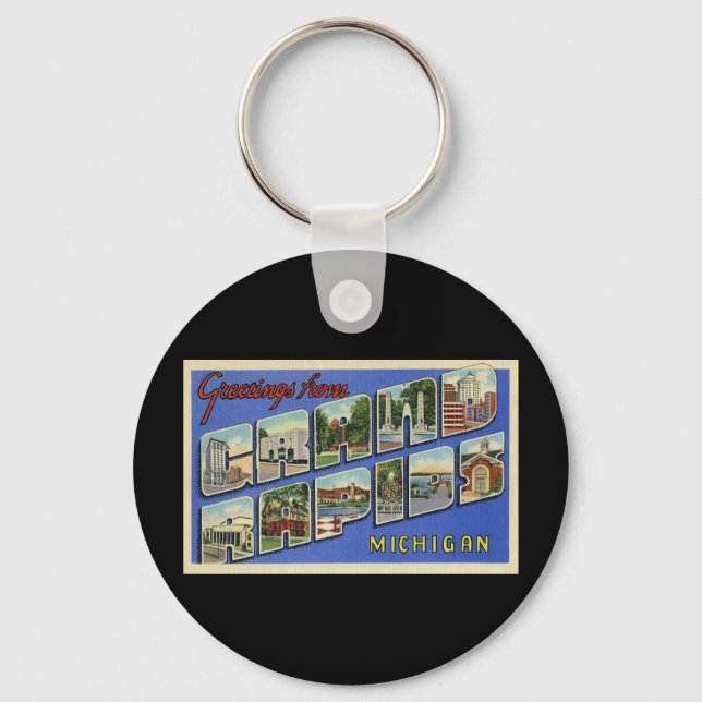 Greetings of Grand Rapids Michigan Key Ring (Front)