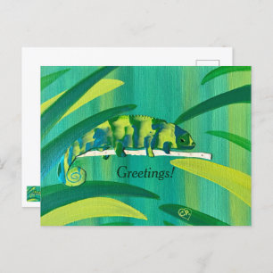 Greetings or Your Text on Cute Chameleon Postcards