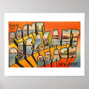 Greetings, Pt. Pleasant Beach, New Jersey Vintage Poster