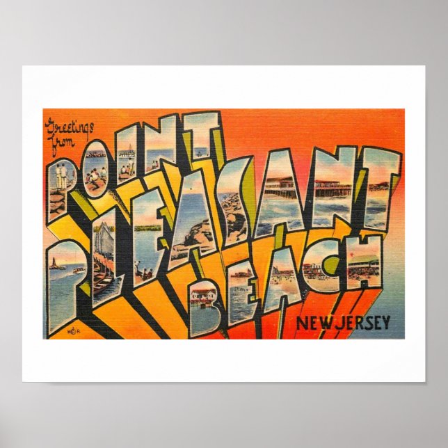 Greetings, Pt. Pleasant Beach, New Jersey Vintage Poster (Front)