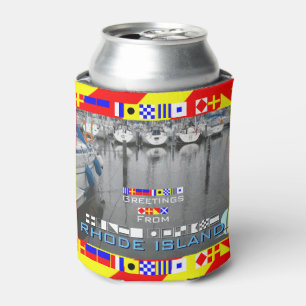 Greetings Rhode Island Nautical Flags personalised Can Cooler