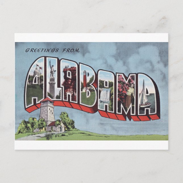 Greetins from Alabama vintage postcard theme (Front)