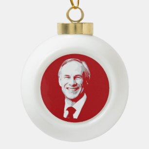 GREG ABBOTT CERAMIC BALL CHRISTMAS ORNAMENT