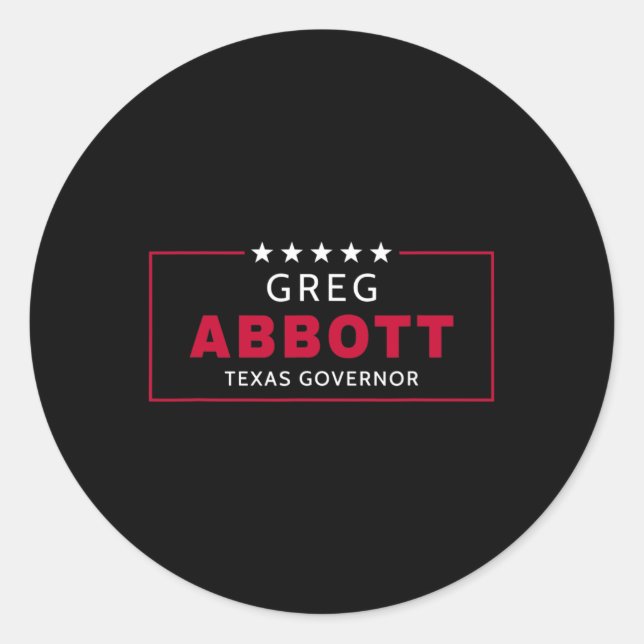 Greg Abbott Election Texas Governor Republican Blu Classic Round Sticker (Front)