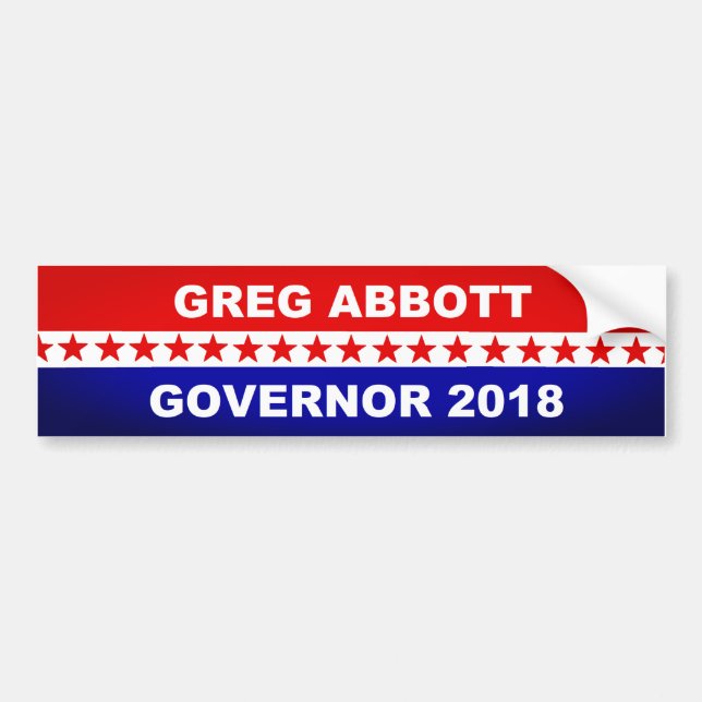 Greg Abbott Texas Governor 2018 Bumper Sticker (Front)