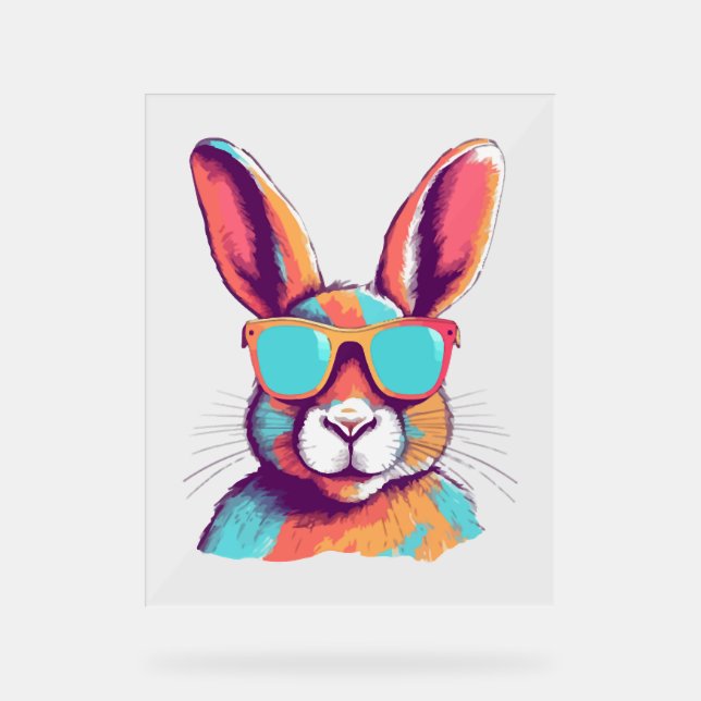 Greg the rabbit with glasses acrylic sign (Front)