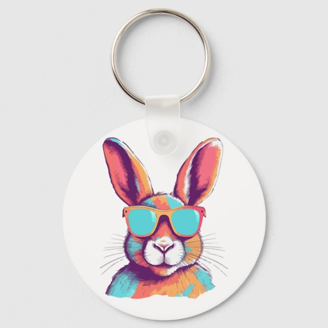 Greg the rabbit with glasses key ring (Front)