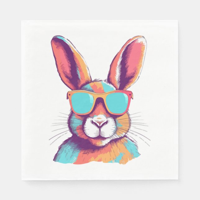 Greg the rabbit with glasses napkin (Front)