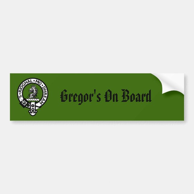 Gregor Badge, Gregor's On Board Bumper Sticker (Front)