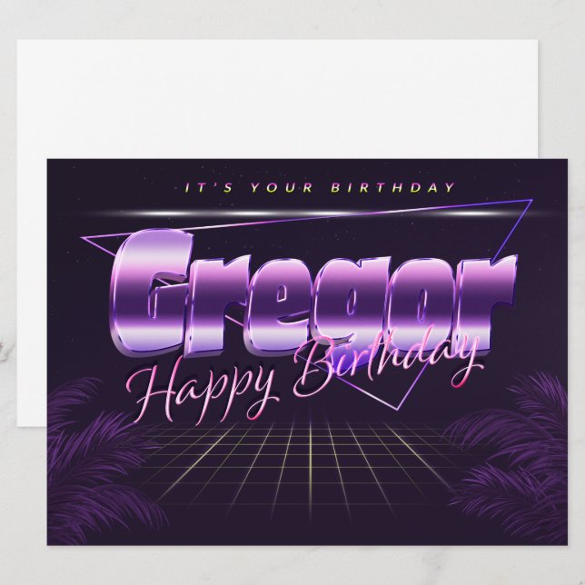 Gregor Name First name pura retro card Birthday (Front/Back)