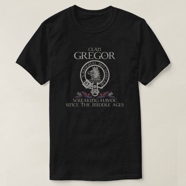 Gregor of Deeside Clan crest Scottish surname tart T-Shirt (Design Front)