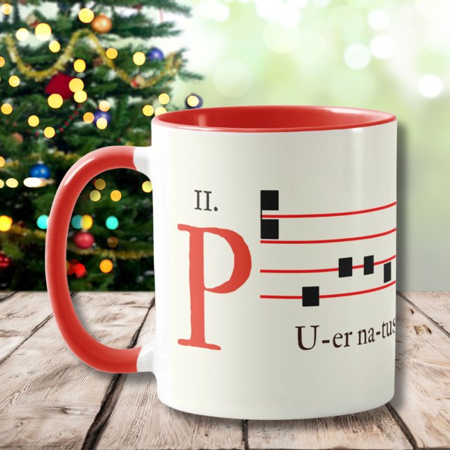 Gregorian Chant Latin Mass Christmas Mediaeval Mug (Celebrate ancient Christmas traditions with our Gregorian Chant Latin Mass two-toned mug!)