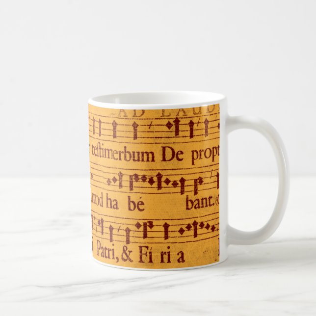 Gregorian chant music score coffee mug (Right)