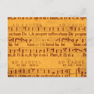 Gregorian chant music score postcard