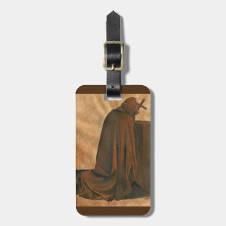 Gregorian Monk In Prayer Wearing Hooded Cassock Luggage Tag
