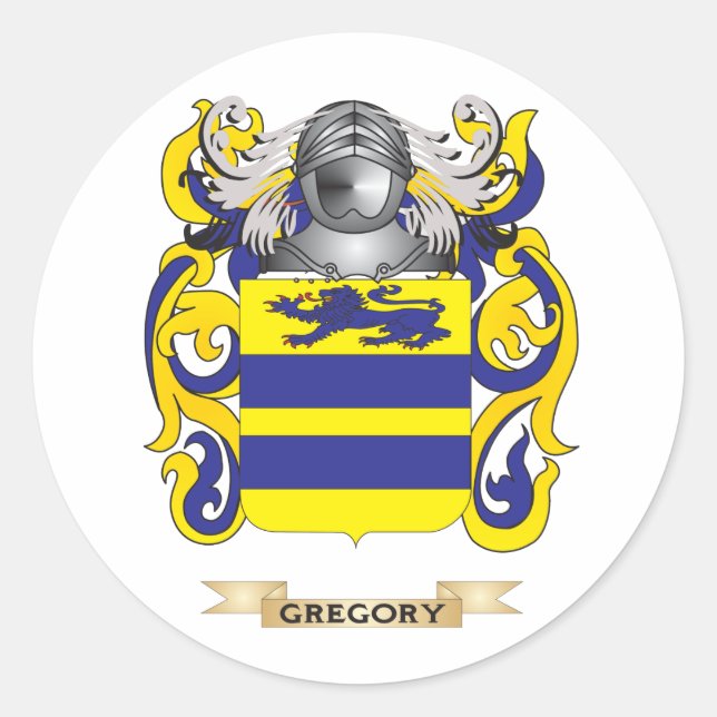 Gregory Coat of Arms (Family Crest) Classic Round Sticker (Front)