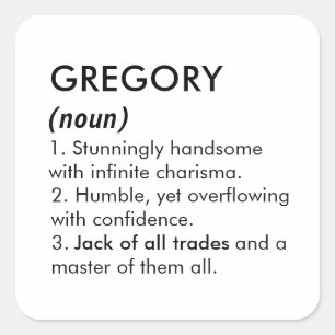 Gregory name, Editable name, Custom name Square Sticker