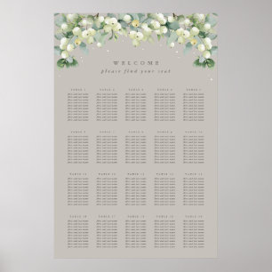 Greige 24x36" 20 Tables of 10 Seating Chart Poster