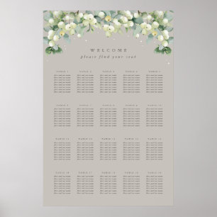 Greige 24x36" 20 Tables of 8 Seating Chart Poster