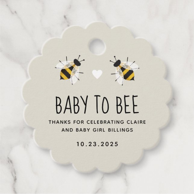 Greige Baby to Bee Honey Shower Favour Tag (Front)