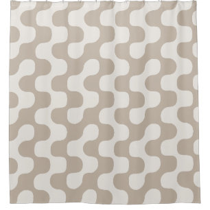 Greige Bold Mid Century Retro Geometric Shower Curtain