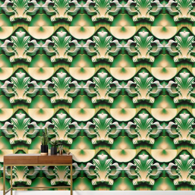 Greige clamshell wallpaper (Hallway)
