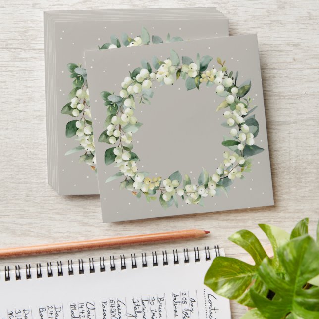 Greige/Cream Inner Snowberry+Eucalyptus Wreath Envelope (Stacked)