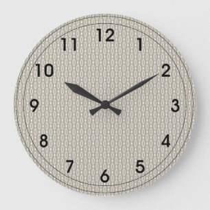 Greige - Grey and Beige Decor Large Clock