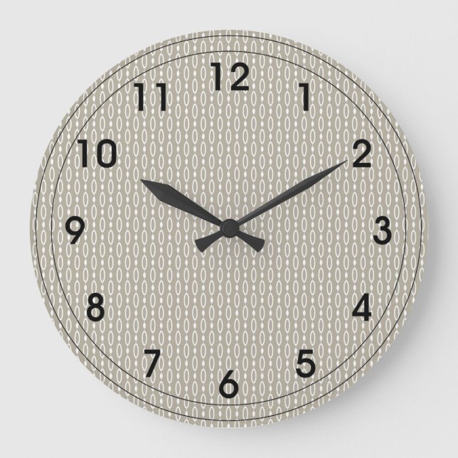 Greige - Grey and Beige Decor Large Clock (Front)