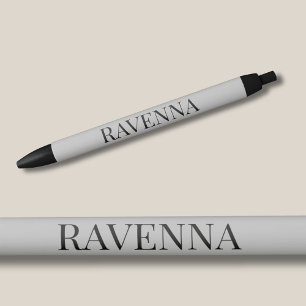 Greige Luxury Serif Personalised Custom Name Black Ink Pen