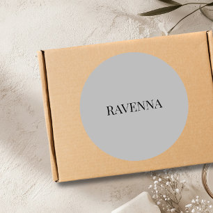 Greige Luxury Serif Personalised Custom Name Classic Round Sticker