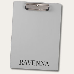 Greige Luxury Serif Personalised Custom Name Clipboard