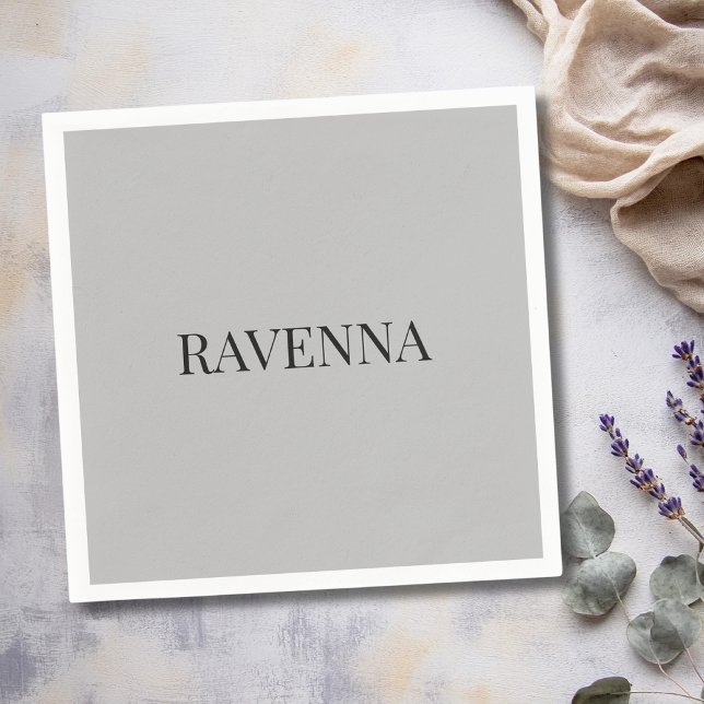 Greige Luxury Serif Personalised Custom Name Napkin (Creator Uploaded)