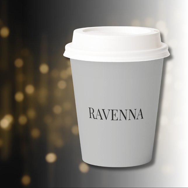 Greige Luxury Serif Personalised Custom Name Paper Cups (Creator Uploaded)