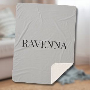 Greige Luxury Serif Personalised Custom Name Sherpa Blanket